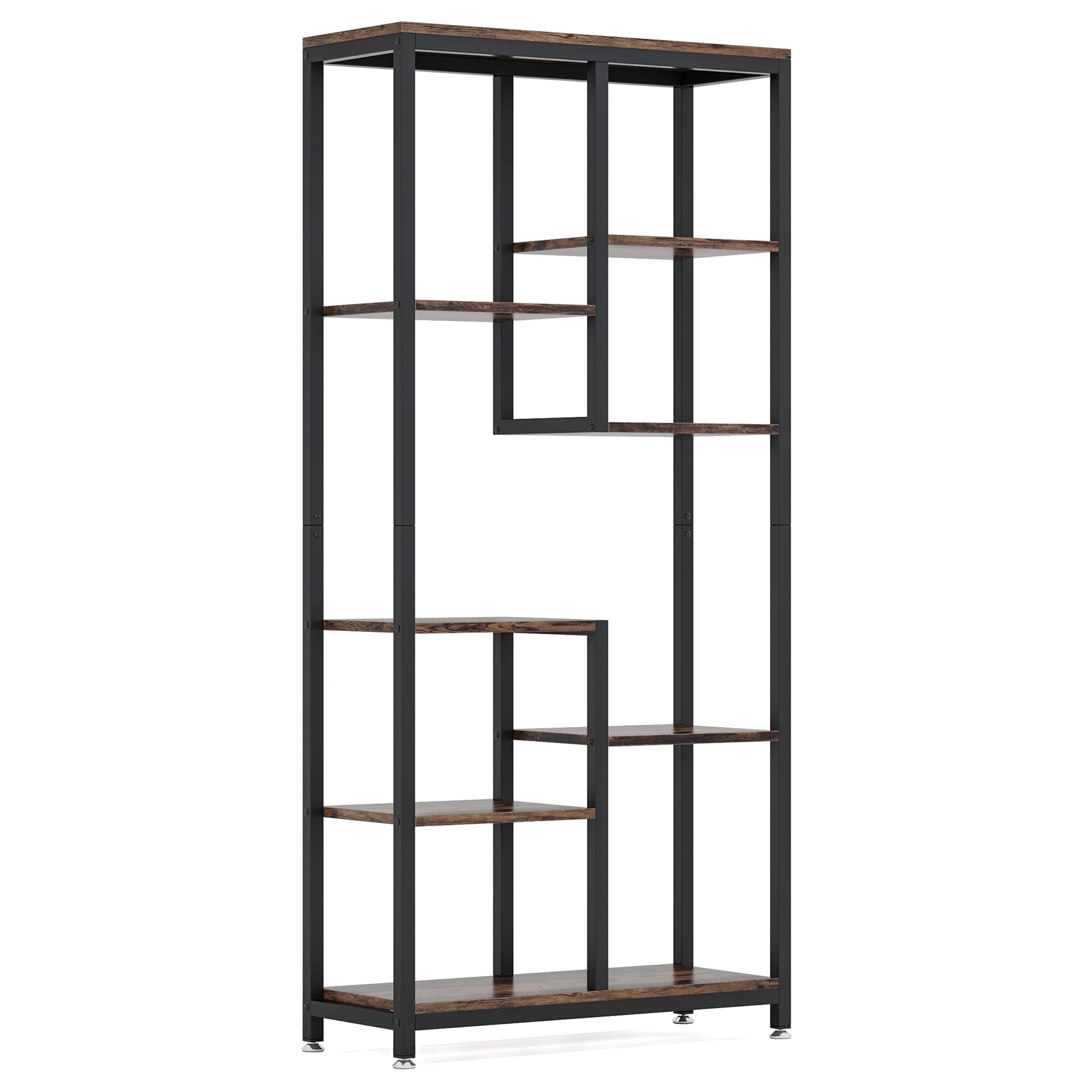 8-shelf Bookshelf, Industrial Open Bookcase Storage Display Rack_voghion.com